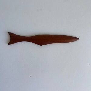 Wooden Minimalist Letter Opener Dark Natural‎ Esthetic Fish Shape Stuffer Spread